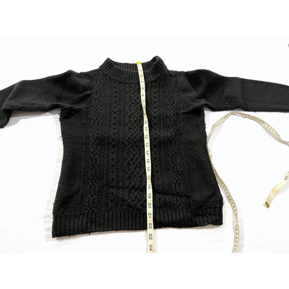 Pendleton Turtleneck Black Cable Knit Lambs Wool Nylon Pullover Sweater Sz S - Picture 4 of 8